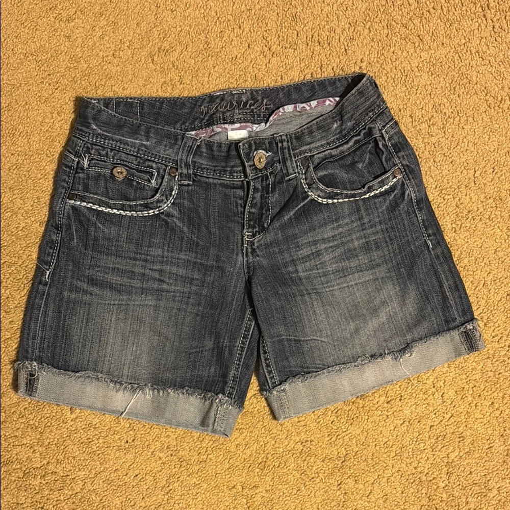 Maurices Blue Distressed Jean Shorts